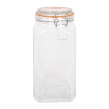 Argon Tableware Square Glass Jar with Clip-Top Lid - 1.7L