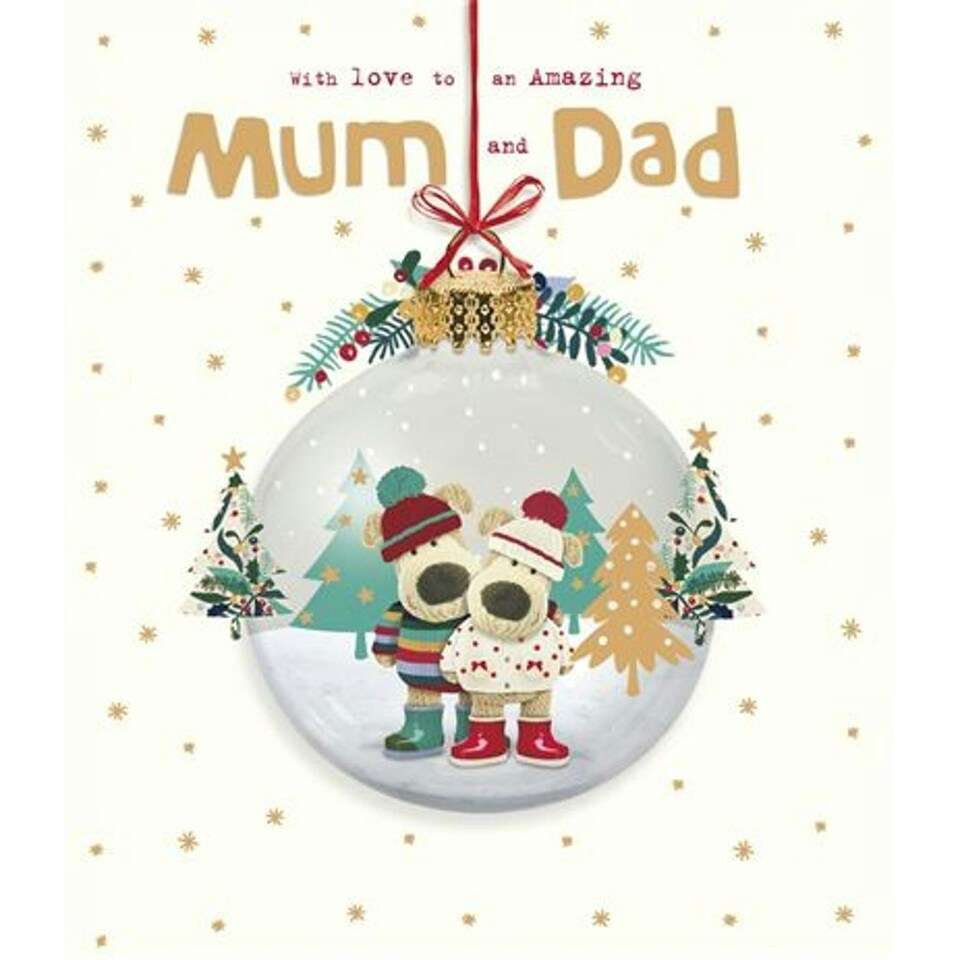 image 1 of Boofle Snow Scene Inside Large Bauble Mum Dad Christmas Card