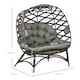 image 5 of Outsunny Egg Chair Outdoor, 2 Seater Folding Weave Garden Furniture Chair with Cushion, Cup Pockets for Patio Balcony - Sand Brown