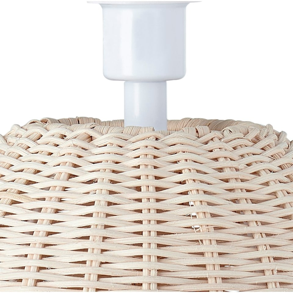 image 1 of Natural Light Brown Woven Rattan Table Lamp Base with White Cable and Switch | Brown