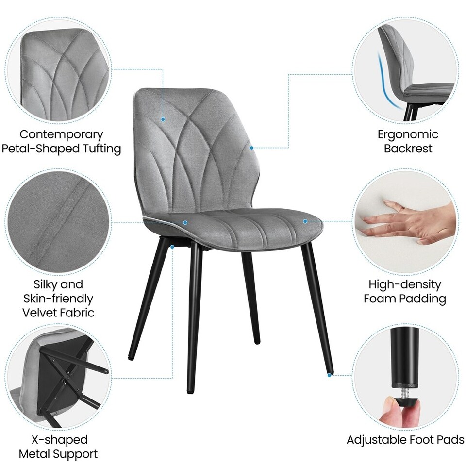 image 1 of Yaheetech Set of 2 Faux Leather Dining Kitchen Chairs Grey | Light Grey