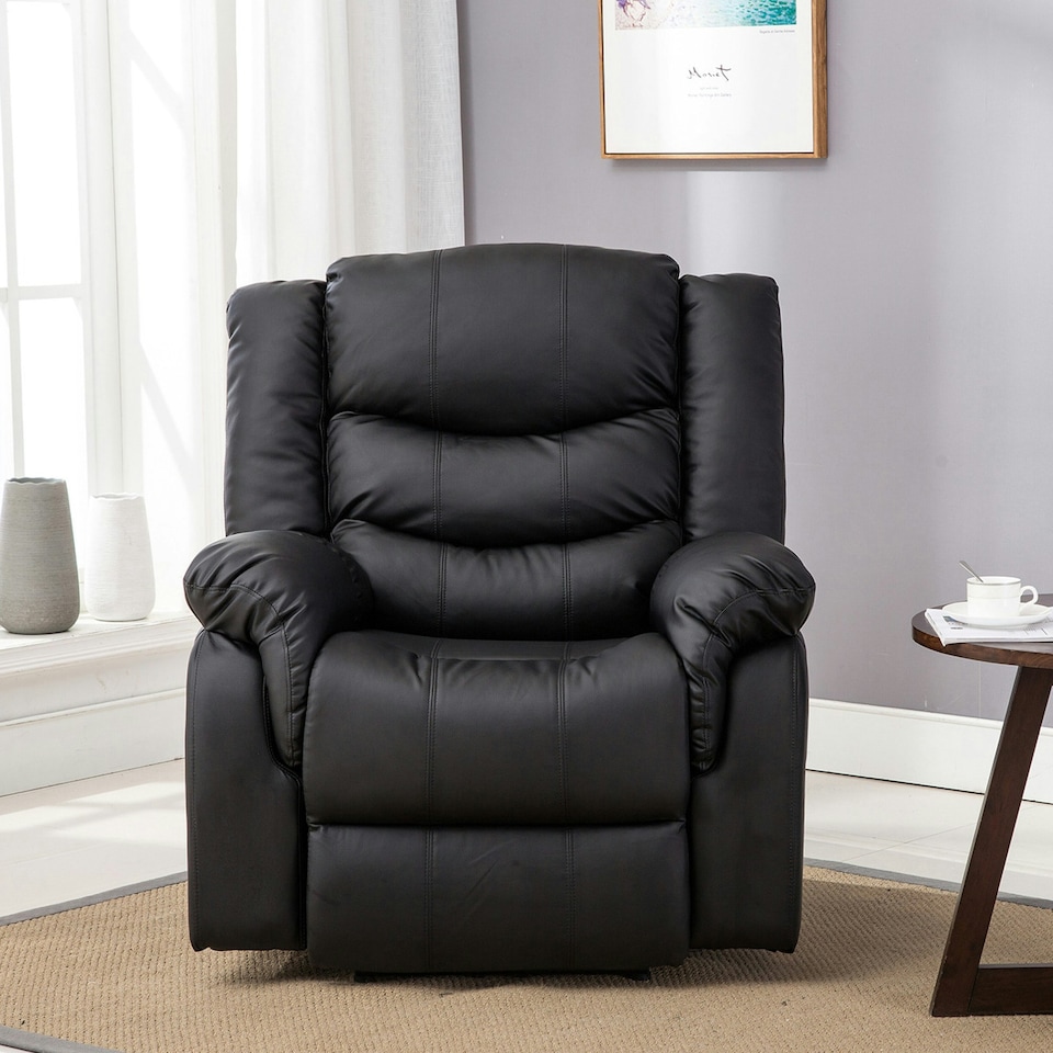 image 1 of Seattle Electric Automatic Recliner Home Lounge Bonded Leather Chair (Black)