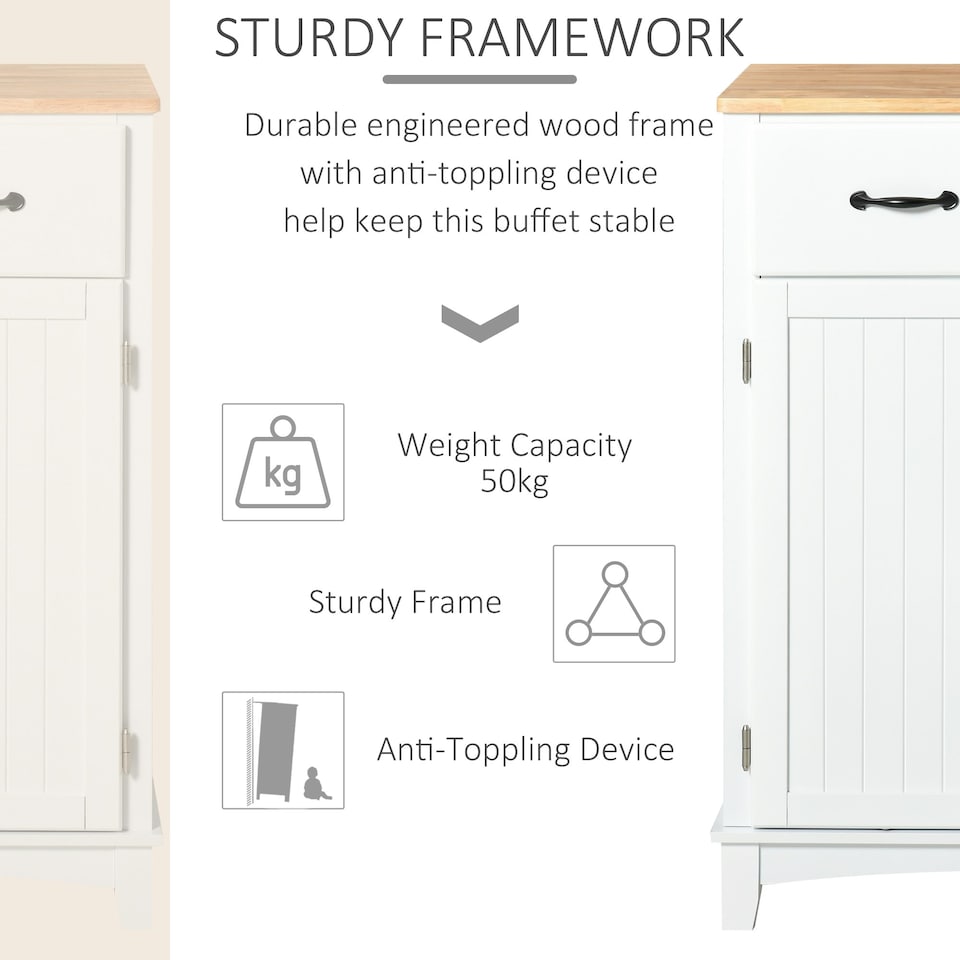 image 1 of HOMCOM Simple Kitchen Cupboard Storage Cabinet w/ Drawer Living & Dining Room