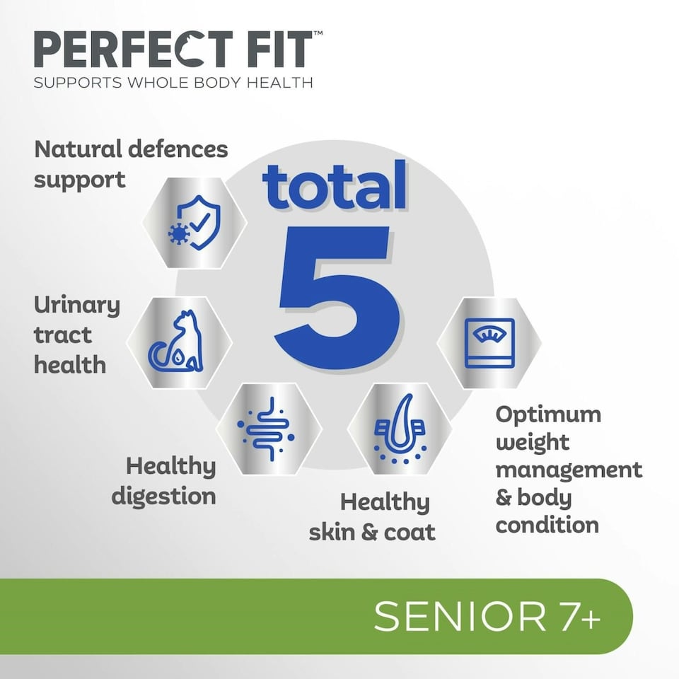 image 1 of 7kg Perfect Fit Advanced Nutrition Senior Complete Dry Cat Food Chicken Biscuits