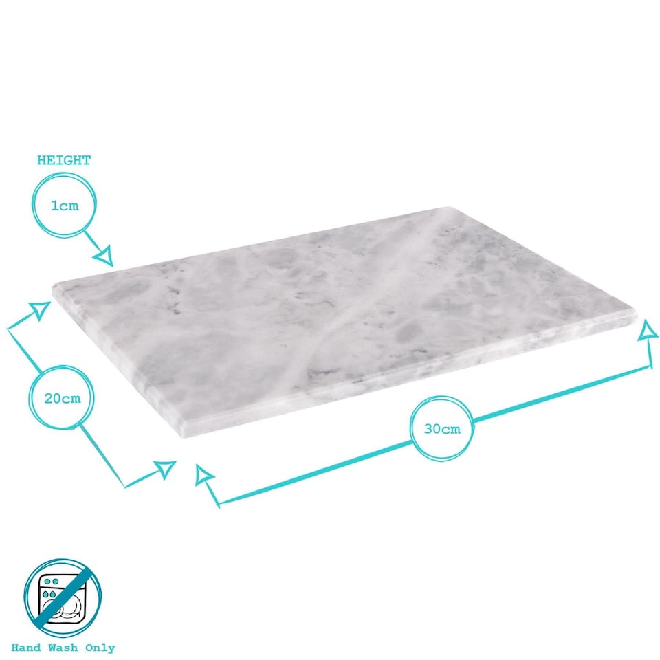image 1 of Argon Tableware 2x Marble Serving Platters - 30 x 20cm - Rectangular White Marble Natural Serving Dish Cheese Board Savoury Mat | White | White | One Size | 2