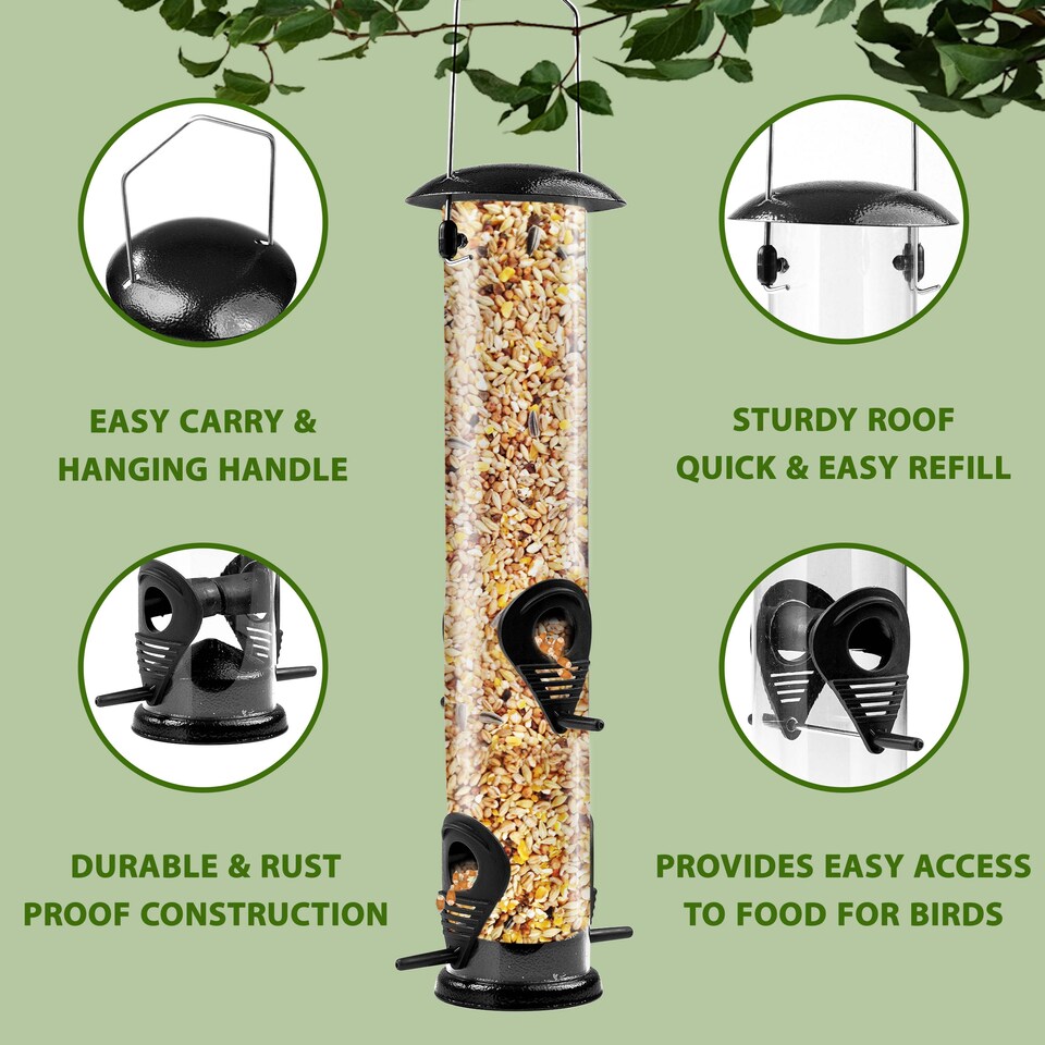 image 1 of Large Hanging Garden Bird Seed Feeder for Garden Song Wild Birds