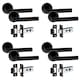 image 1 of Golden Grace 4 Pair of Straight T-Bar Design Door Handle On Round Rose Latch Door Handles with 2.5" Tubular Latch Black