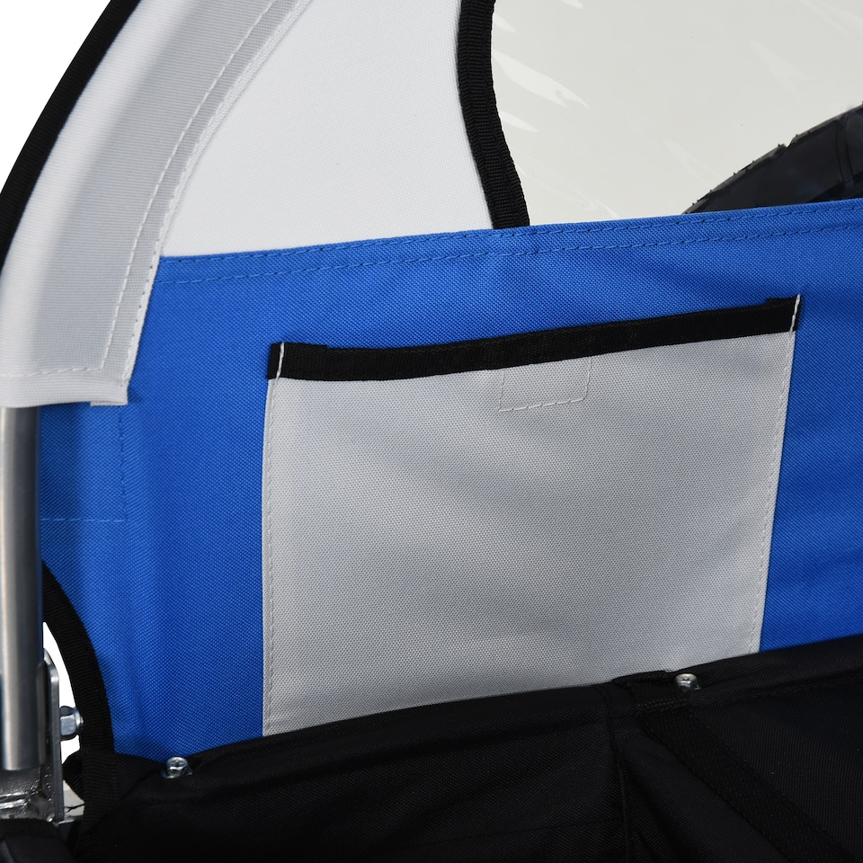 image 1 of HOMCOM 18m 2-Seat Child Bike Trailer for Kid w Steel Frame Seat Belt Blue