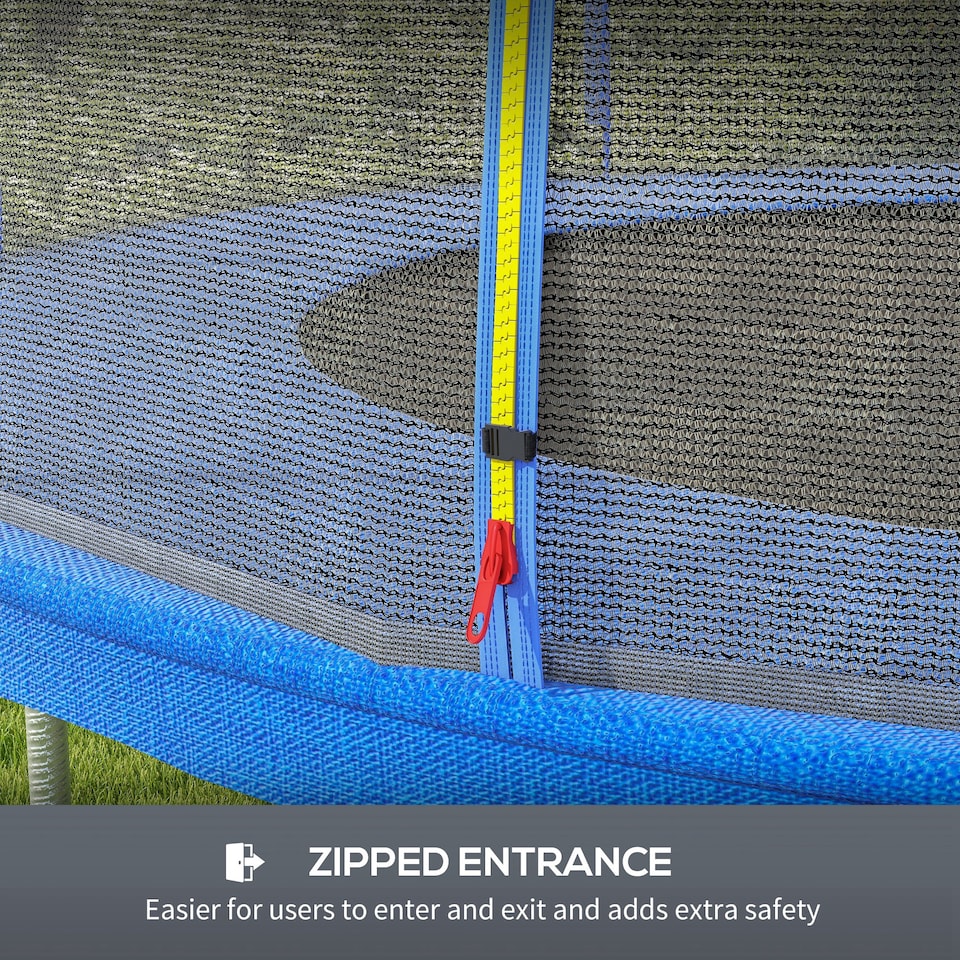 image 1 of SPORTNOW 10ft Trampoline Net Replacement with 6 Plastic Pole Covers, Weather-Resistant Trampoline Netting Replacement with Zipped Entrance, Poles Not Included, Blue