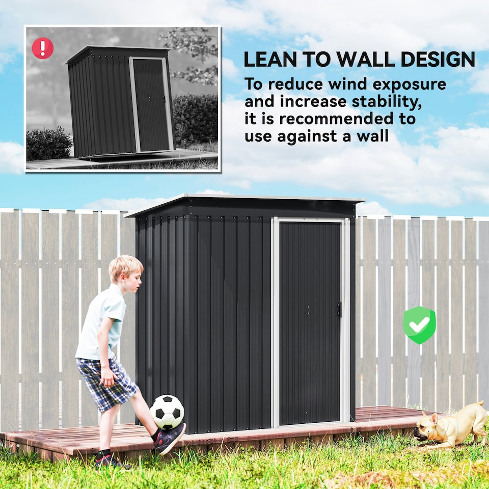 image 1 of Outsunny 5 x 3ft Garden Storage Shed Sliding Door Sloped Roof Tool, Black