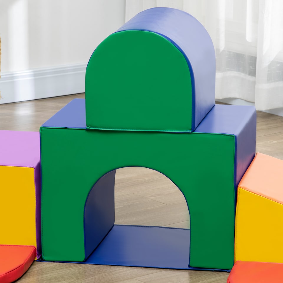image 1 of HOMCOM 7 Pieces Kids Foam Soft Play Set Toddler Indoor Climbers Play Structures