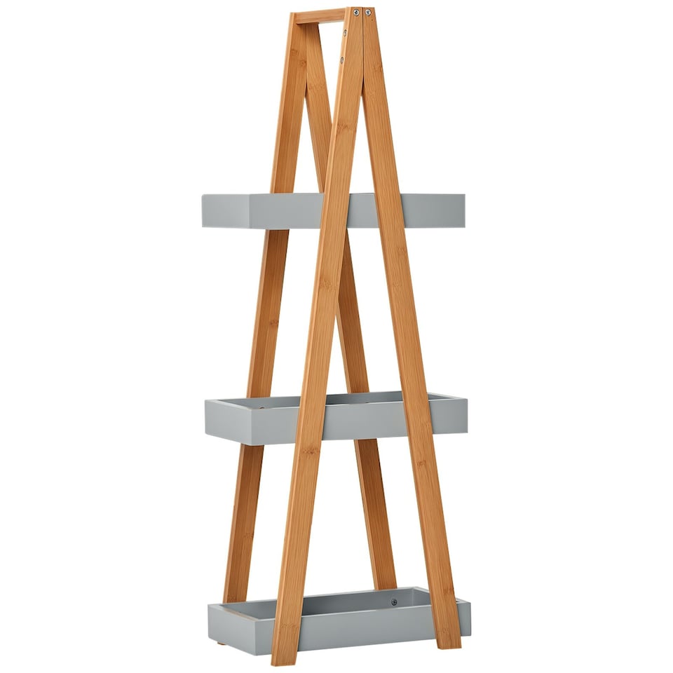 image 1 of kleankin 3 Tier A Frame Bathroom Shower Caddy Storage Unit Shelving Organizer