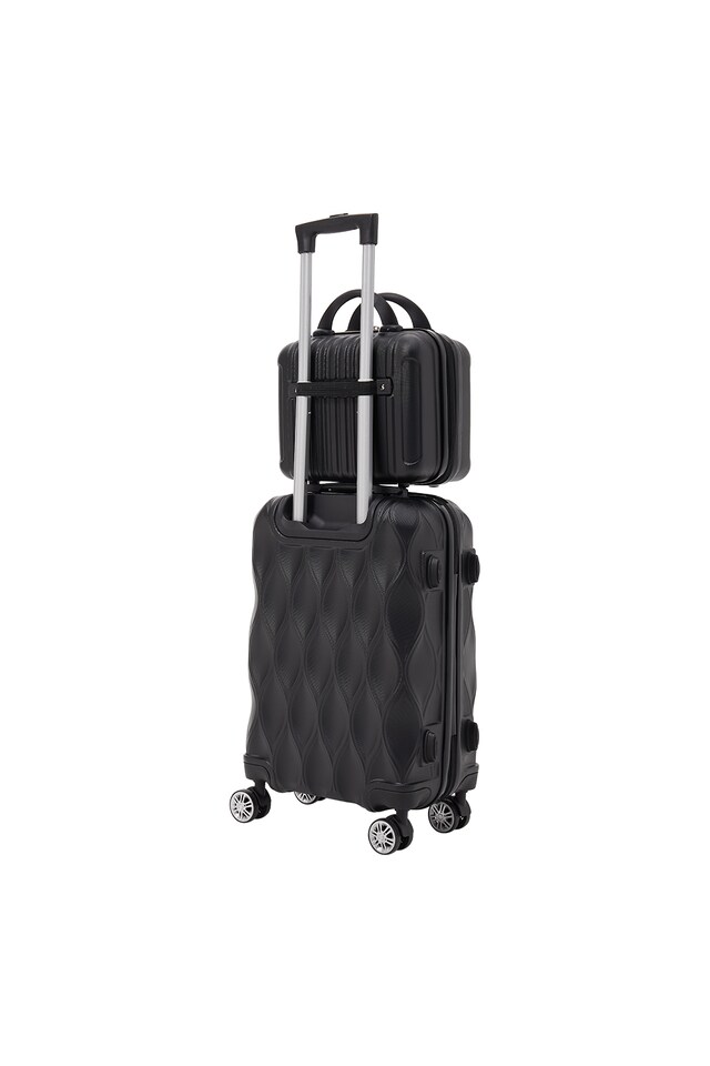 image 1 of Living and Home 2-Piece Hard Shell Suitcase Set - Black 20" & 14"