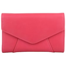 Leather Magnetic Flap Inside Pockets Panelled Purse Money Holder | Pink | Watermelon
