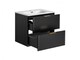 image 1 of Bathroom Vanity Unit with Basin 600mm Ribbed Textured Black Wall Hung Floating Cabinet - Adel