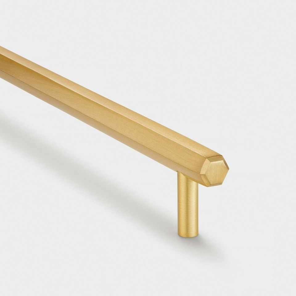 image 1 of Pushka Home Solid Brass Slim Hexagonal Cabinet Bar Handle 384m - Gold Gold