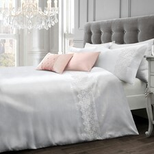 Intimates Faux Silk Nouvelle Lace Duvet Cover & Pillowcase Set | White | White | King