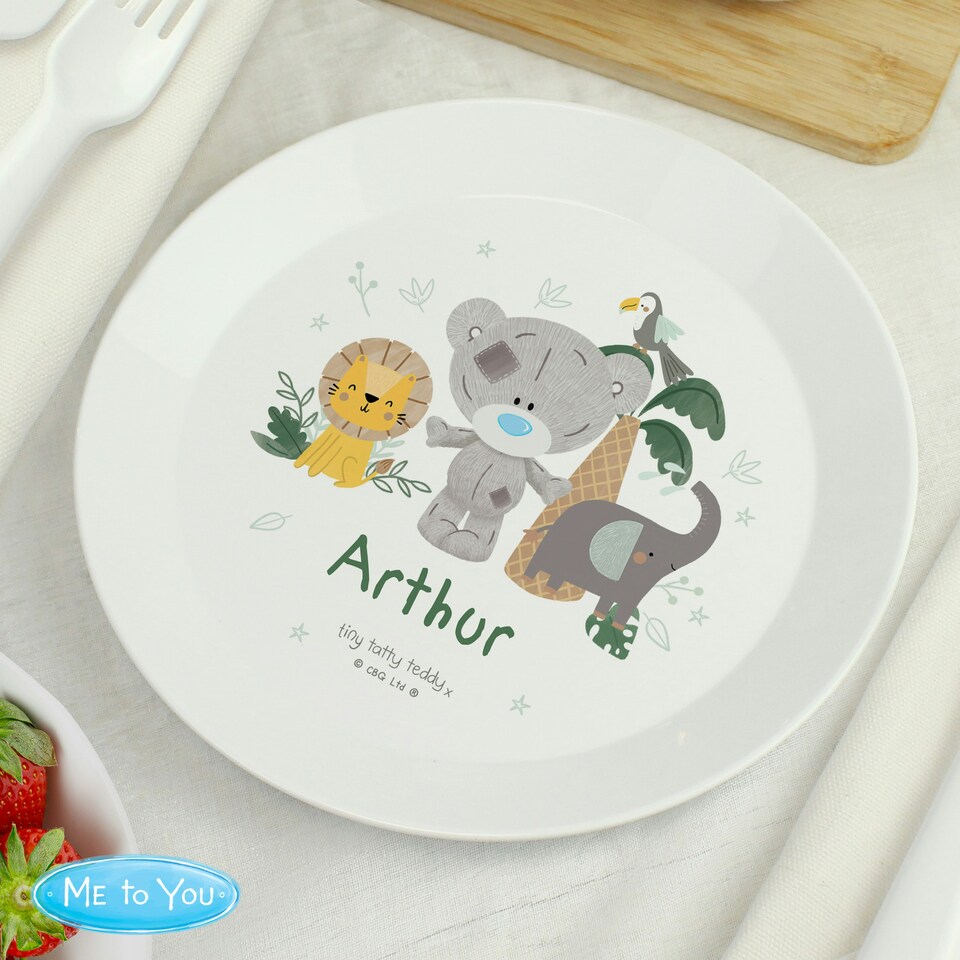 image 1 of Personalised Tiny Tatty Teddy Jungle Animals Plate