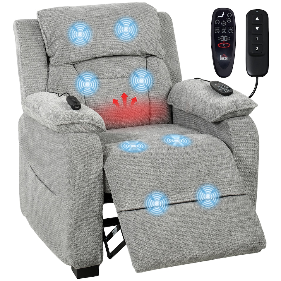 image 1 of HOMCOM Power Recliner Chair with Massage and Heat, Spring Seat