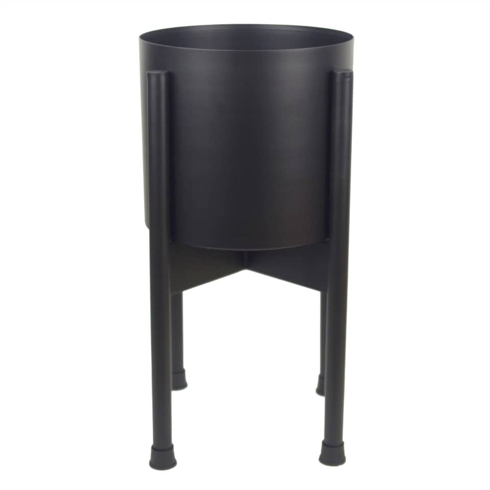 image 1 of Leaf Metal Planter Plant Pot Black 20 x 18cm | Black