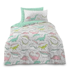 VELVETIO Kids Dinosaur Doodle Duvet Cover Set Soft Reversible Beddings Multi | Single