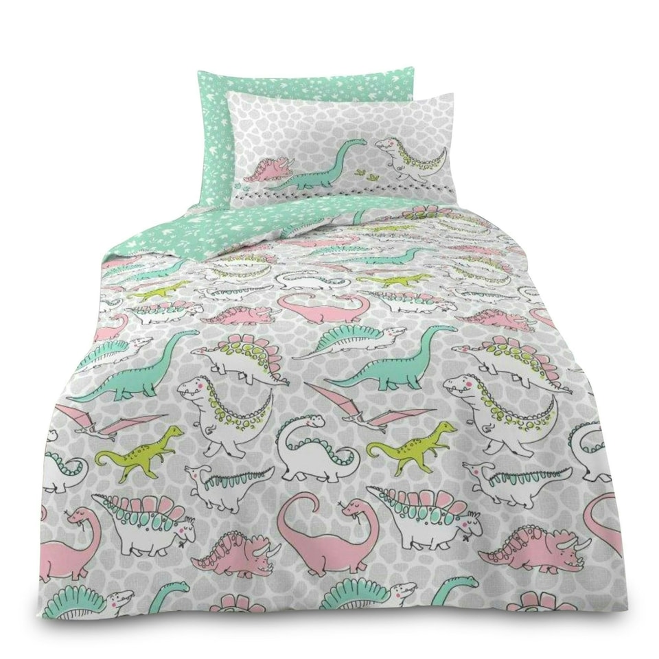 image 1 of VELVETIO Kids Dinosaur Doodle Duvet Cover Set Soft Reversible Beddings Multi | Single