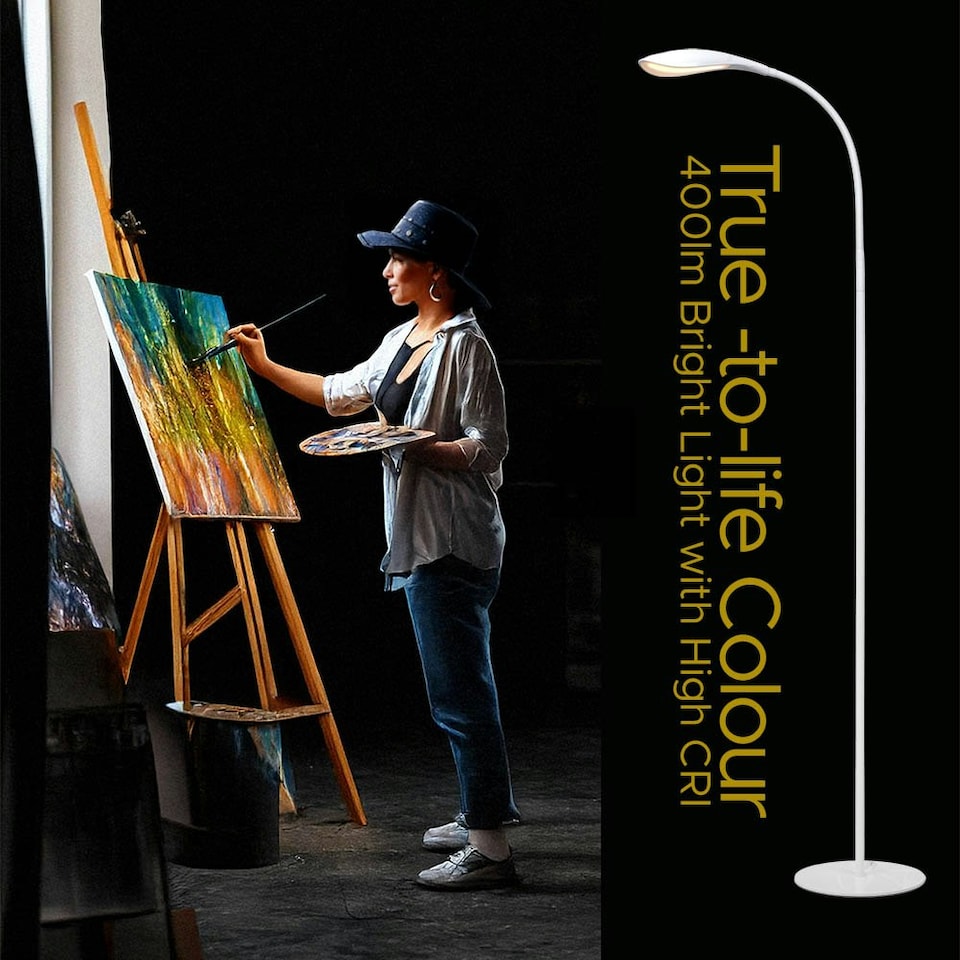 image 1 of Lifemax Daylight LED Floor Light for Reading, Crafting & Hobby Work Silver