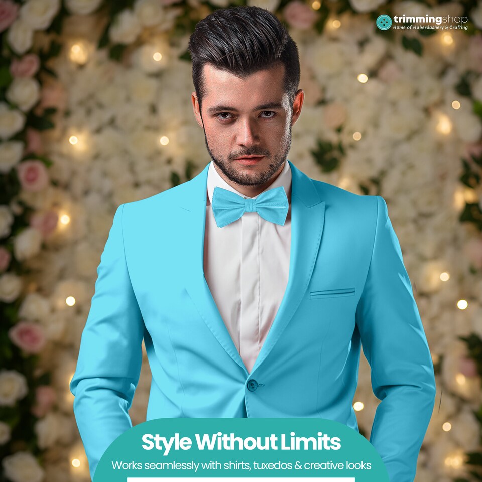 image 1 of Mens Bow Ties Colourful Plain Solid Satin Polyester Stylish Bow Ties