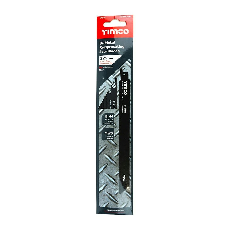 image 1 of Timco - Reciprocating Saw Blades - Metal Cutting - Bi-Metal (Size S1122AF - 5 Pieces)