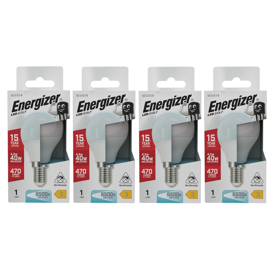 image 1 of Energizer LED Golf Ball E14 470lm 4.2W 6500K (Daylight) Light Bulb - Pack of 4