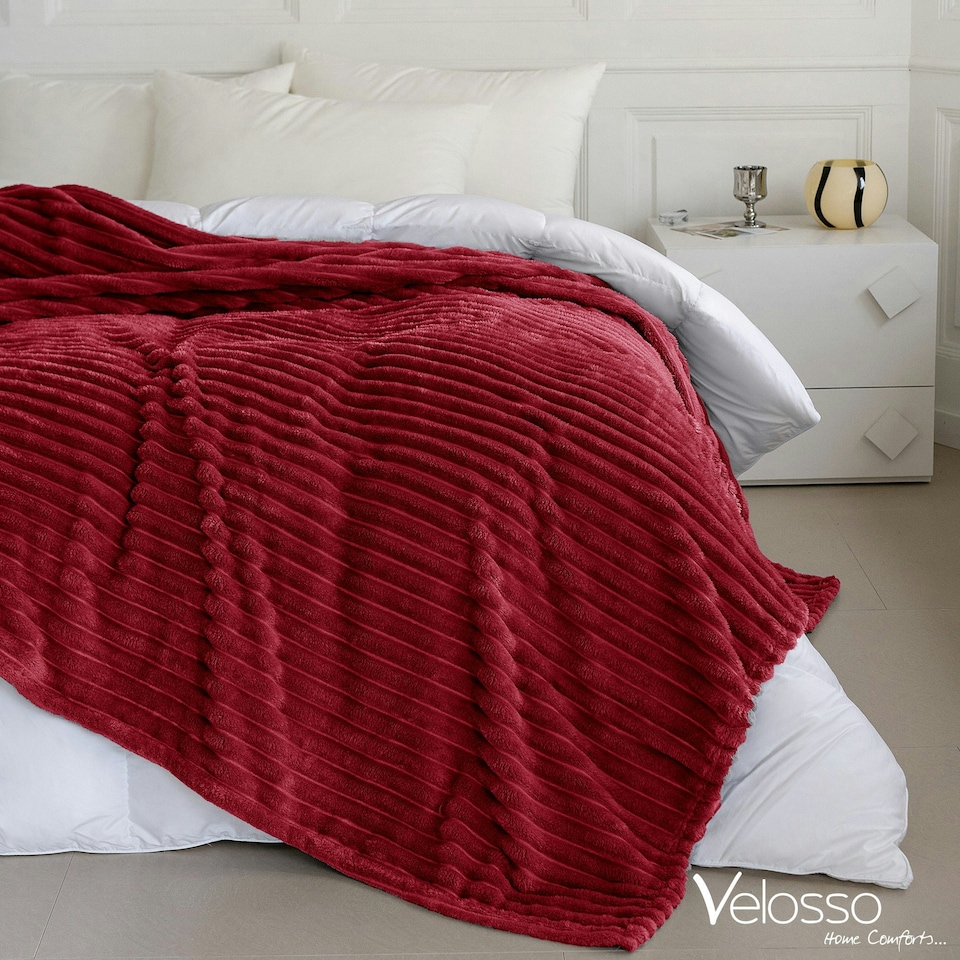 image 1 of Velosso Chunky Cord Super Soft Plush Heavy Blanket - 200cm x 240cm Cream | Ivory