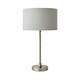 image 4 of ValueLights Maeve Grey Fabric Drum Lamp Shade Brushed Chrome Bobbin Bobble Table Lamp Silver