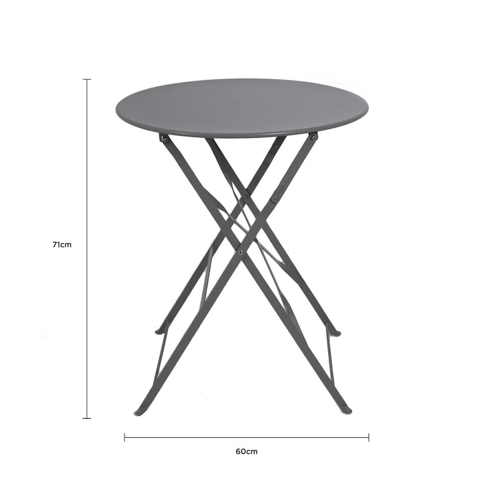 image 1 of Charles Bentley Folding Metal Bistro Set for Patio or Garden - Dark Grey