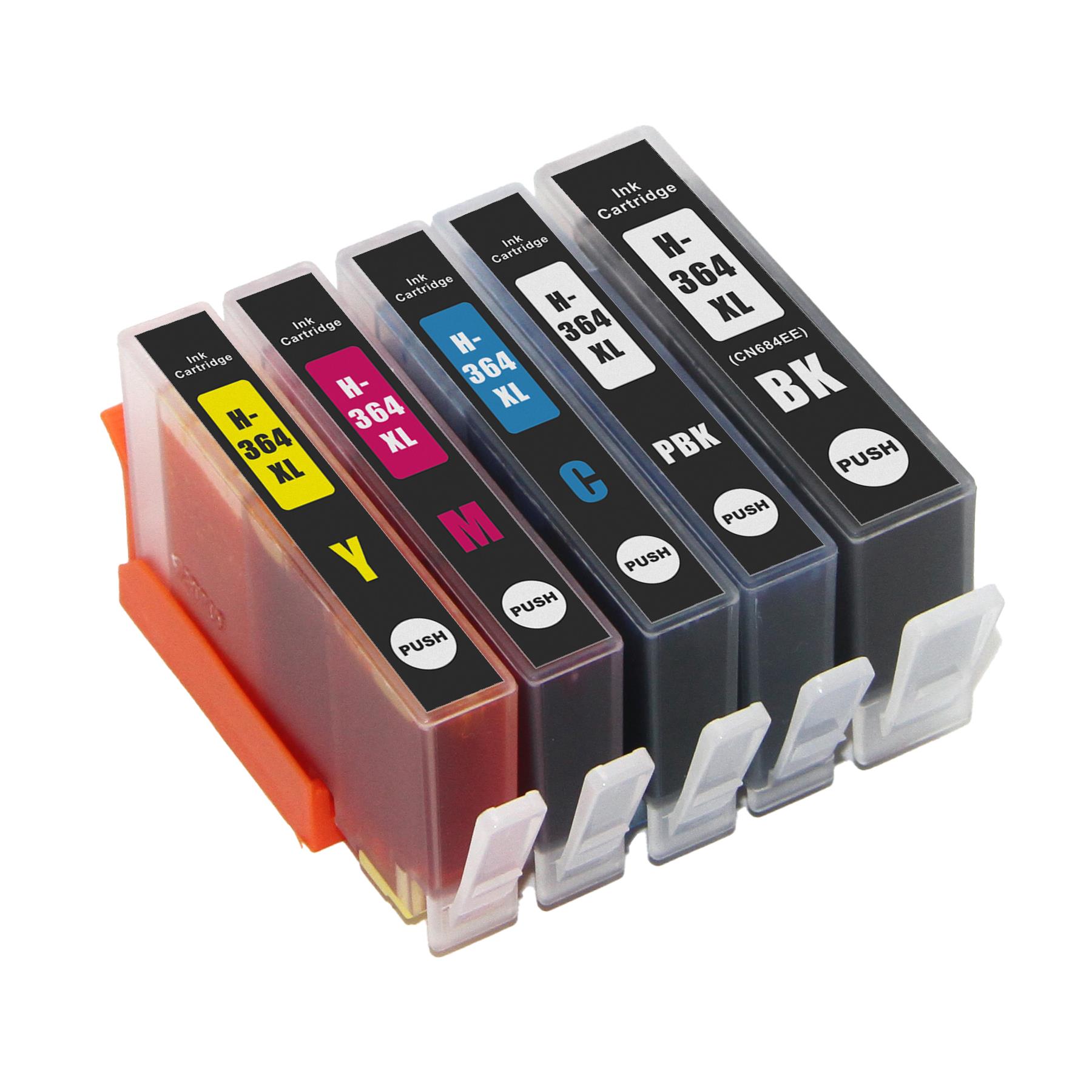 1 Compatible Set of 5 HP 364 (HP364XL) Printer Ink Cartridges