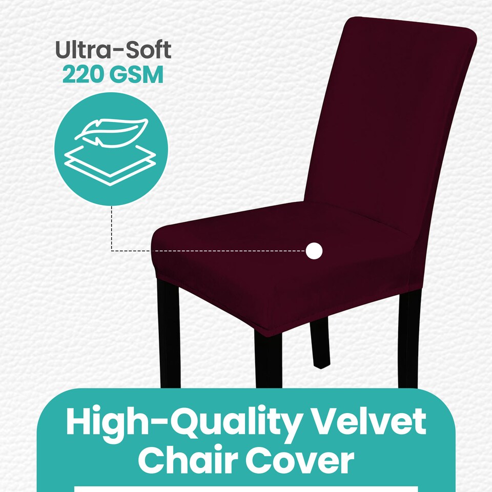 image 1 of Velvet Dining Chair Covers, Spandex High-Back Chair Slipcovers - 220GSM