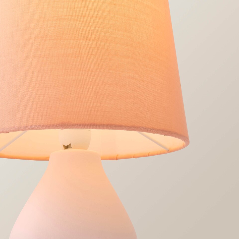 image 1 of ValueLights Arlo Rose Pink Ceramic Table Lamp with Rose Shade
