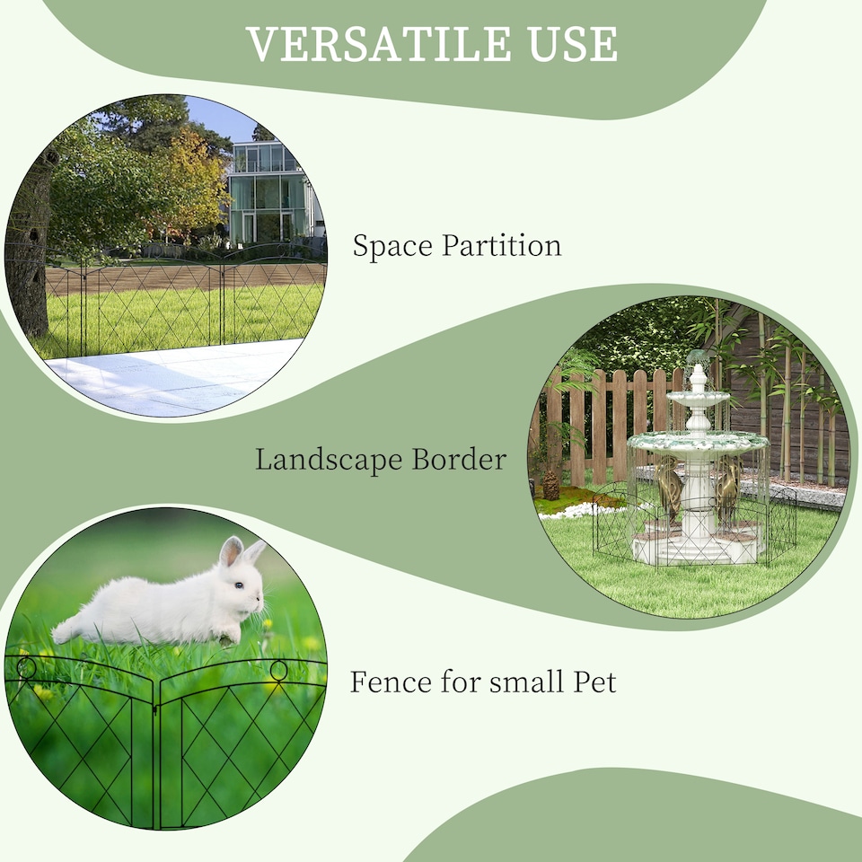 image 1 of Outsunny 6PCs Decorative Garden Fencing 24in x 12ft Metal Border Edging