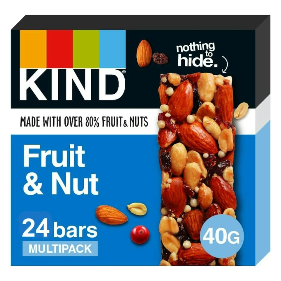 image 1 of KIND Bars, Gluten Free Snack Bars, Fruit & Nut, High Fibre, Healthy Snack, No Artificial Colours, Flavours or Preservatives, Multipack 24 x 40g