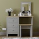 image 4 of Vida Designs Arlington 3 Drawer Dressing Table Mirror & Stool Set Vanity Makeup Desk, Grey & Oak