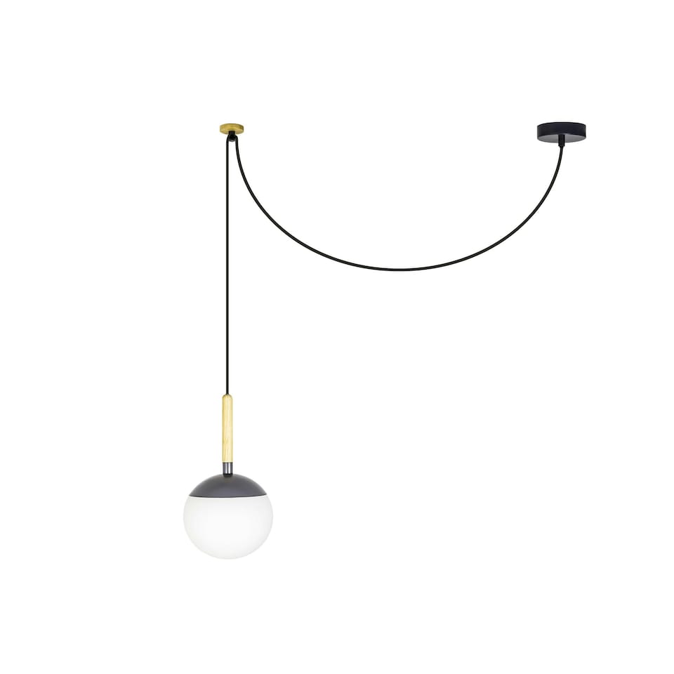 image 1 of Mine 1 Light Globe Ceiling Pendant Wood, Dark Grey, E27
