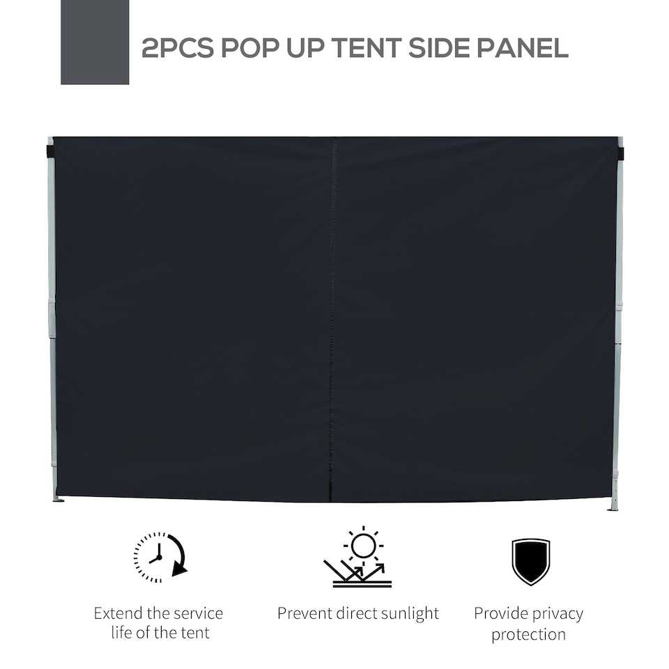 image 1 of Outsunny Gazebo Replacement Exchangeable Wall Panels w/ Window, Black