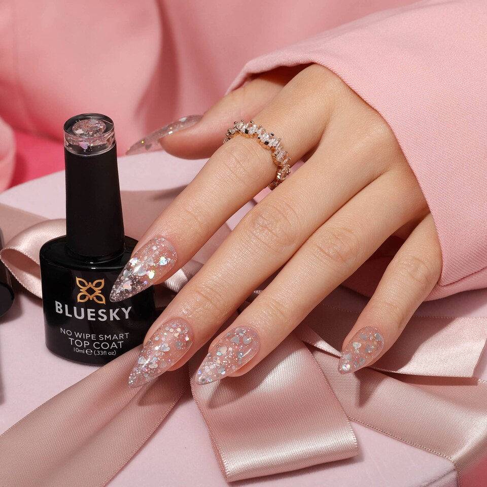 image 1 of Bluesky Multi-colored Gel Polish - No Wipe Top Coat - Heart Romance 10ml