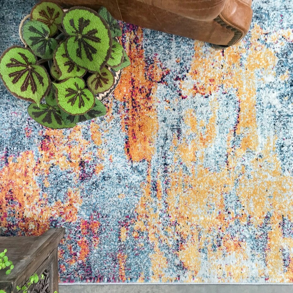 image 1 of KUKOON Multicolour Distressed Abstract Living Area Rug 190cm x 280cm