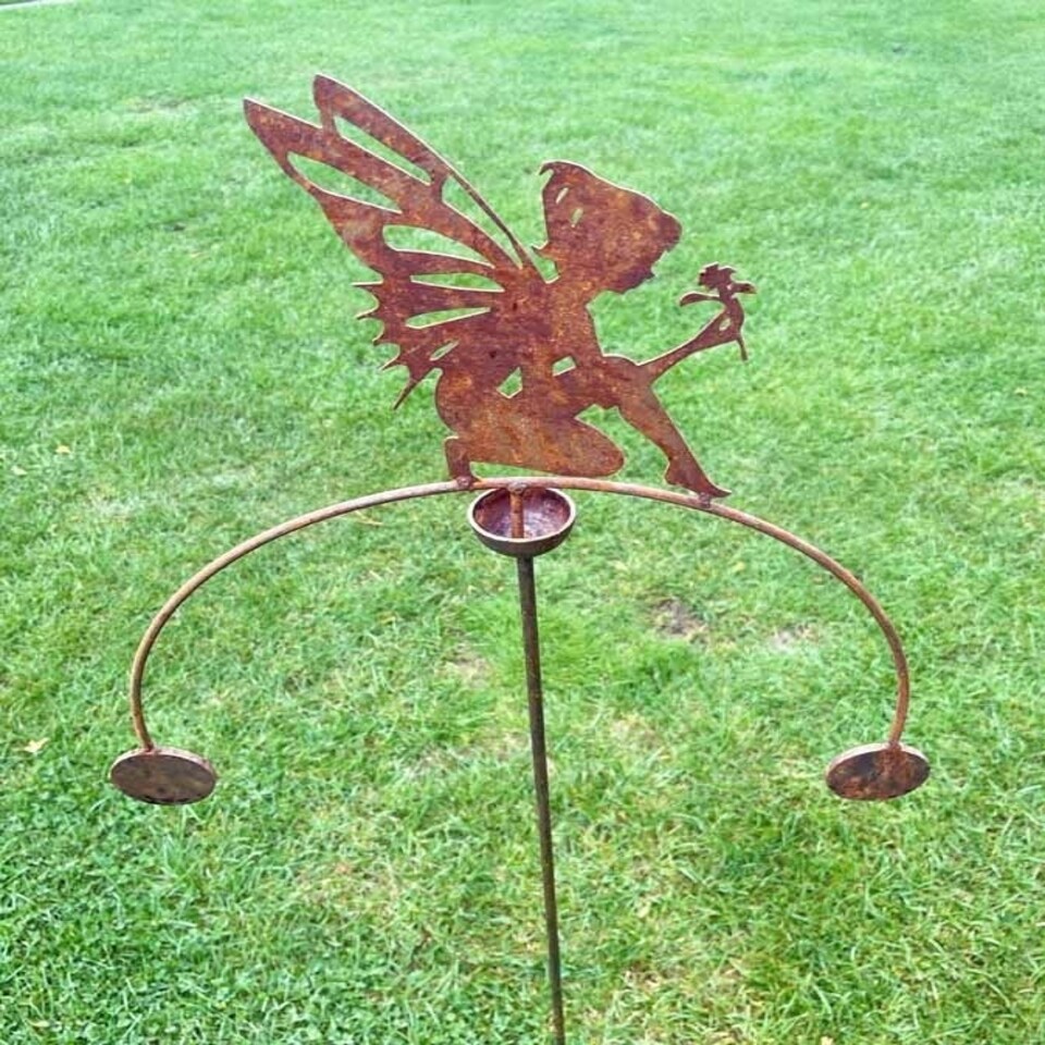 image 1 of Fairy Sitting Wind Rocker Double Bare Metal/Ready to Rust - Steel - W54 x H148.5 cm