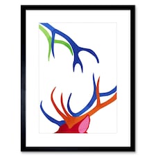 Bright Colourful Scottish Wildlife Deer Antlers 9x7" Black Framed Wall Art Print
