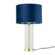 image 1 of Aura - Satin Brass Table Lamp with Navy Velvet Parrot Shade Bronze | Blue