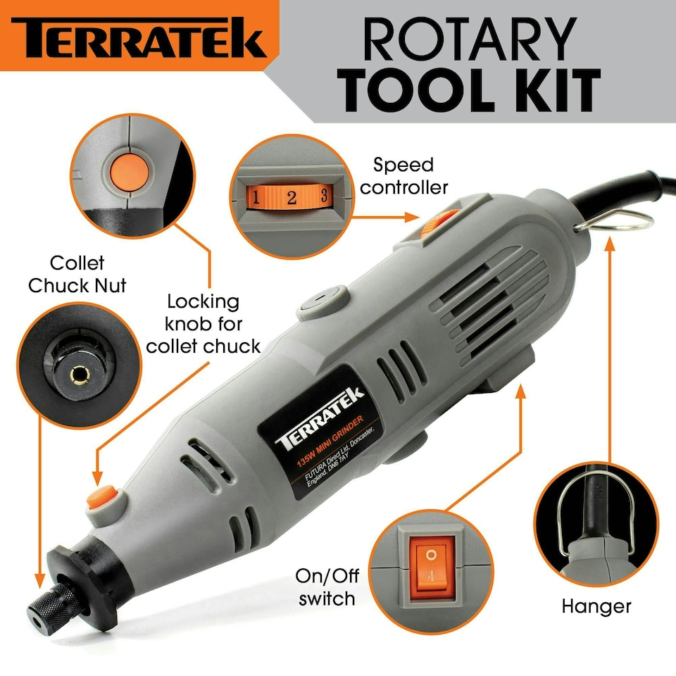 image 1 of Terratek Rotary Multi Tool 120pcs (Dremel Compatible with Carry Case)