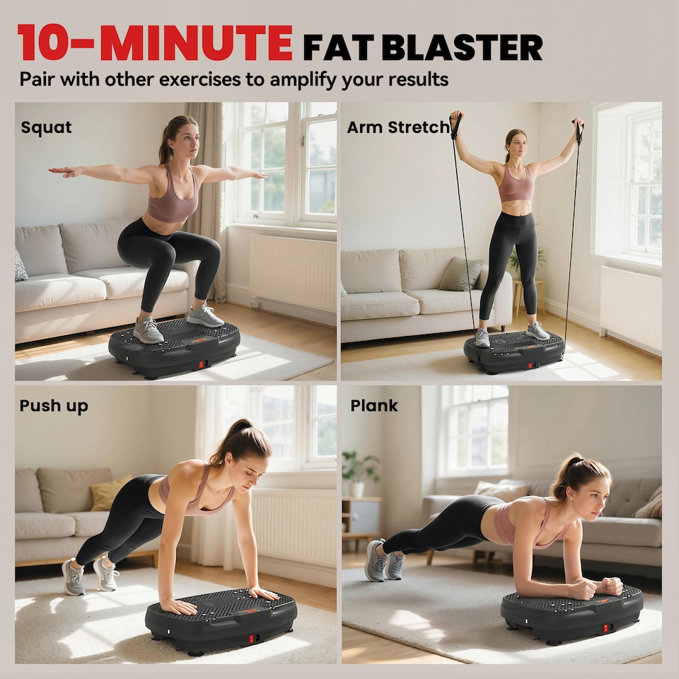 image 1 of SPORTNOW Vibration Plate Exercise Machine with 120 Speed Levels, 5 Programs | Black | Glossy black | 52.4L x 31W x 12H cm