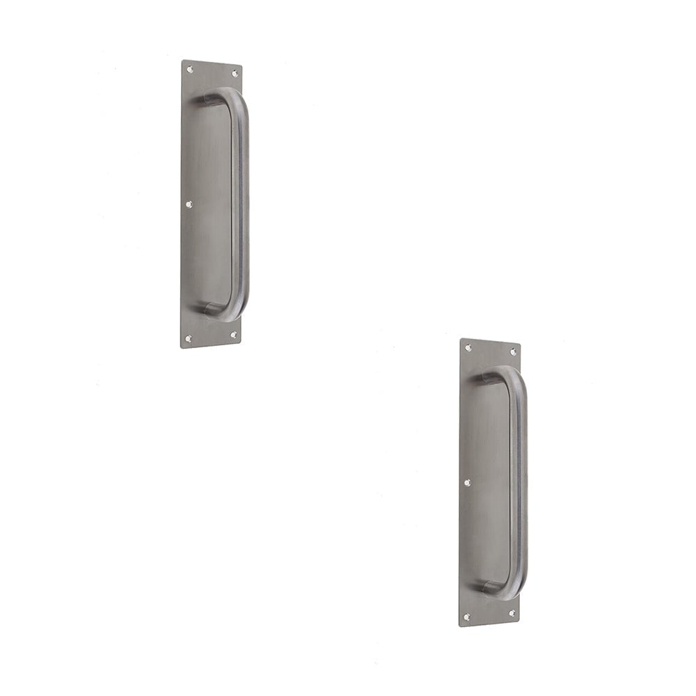 2 PACK Premium Satin Stainless Steel Pull Handle with Plate - 225x19mm Size - Door Handle