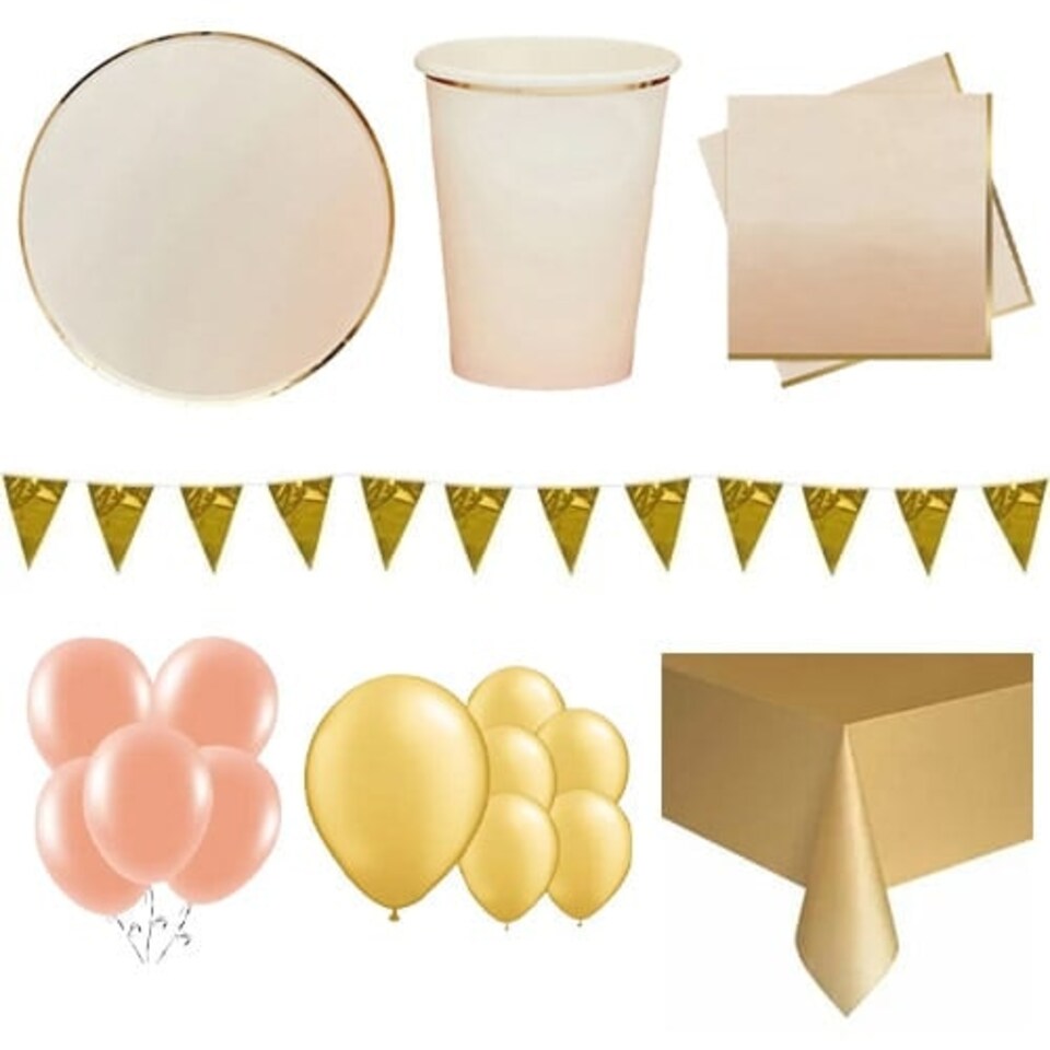 Gold & Peach Ombre 16 Person Deluxe Party Pack